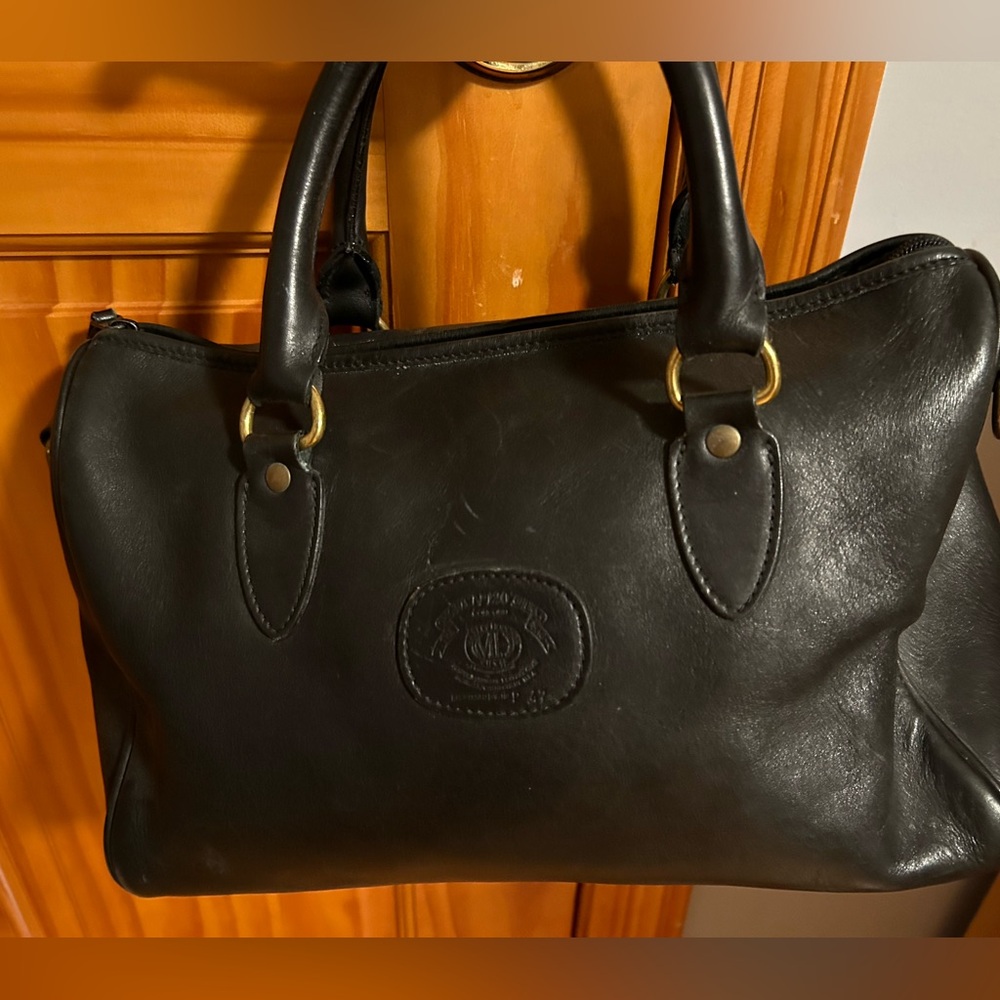 Ghurka Marley Hodgson vintage handbag, black fantastic leather quality. # 47